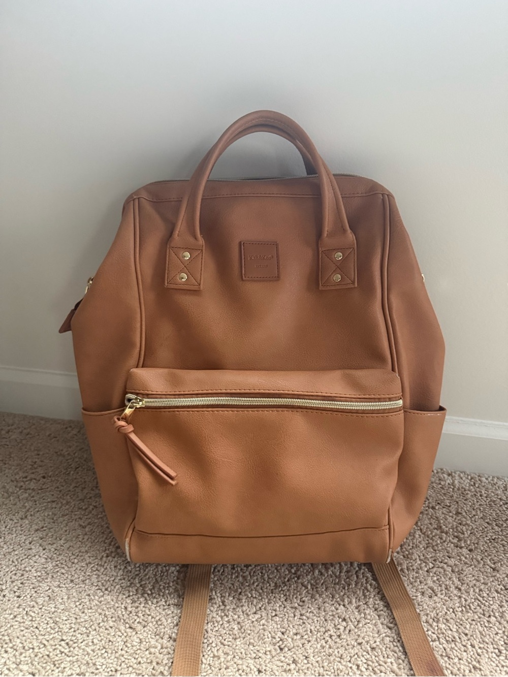 Backpack Tote in Cognac Brown - Unbranded